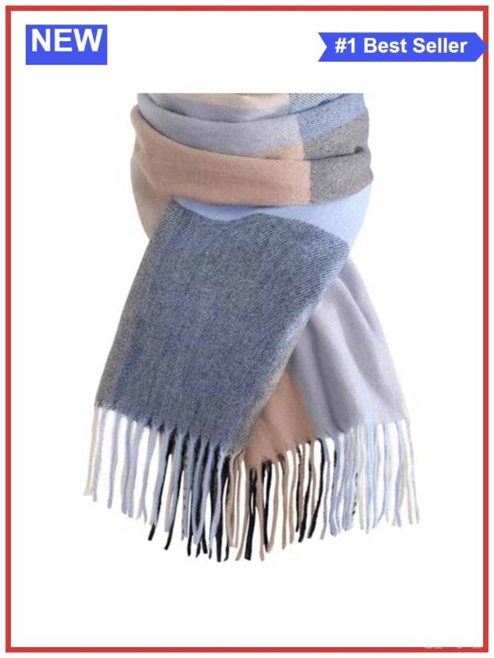 Womens Plaid Blanket Scarf Cozy Pashmina Shawl Winter Wrap with Tassels